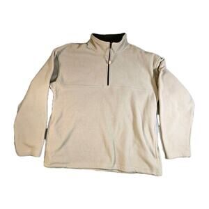 Jiff Men’s Large Beige 1/4 Zip Fleece Pullover Jacket Soft Warm Casual Top